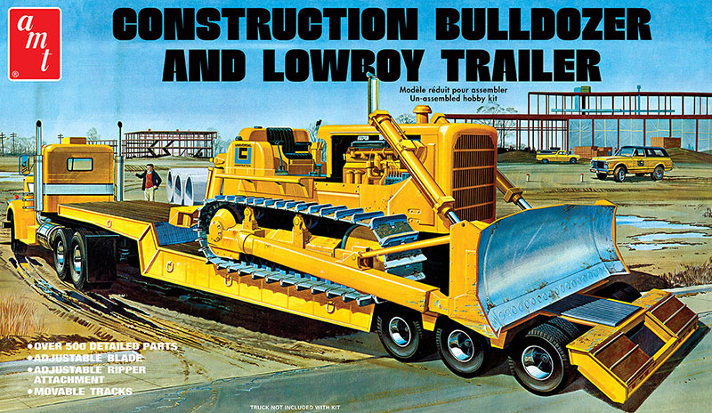 Amt 1218 1/25 Scale Lowboy Trailer & Bulldozer Combo