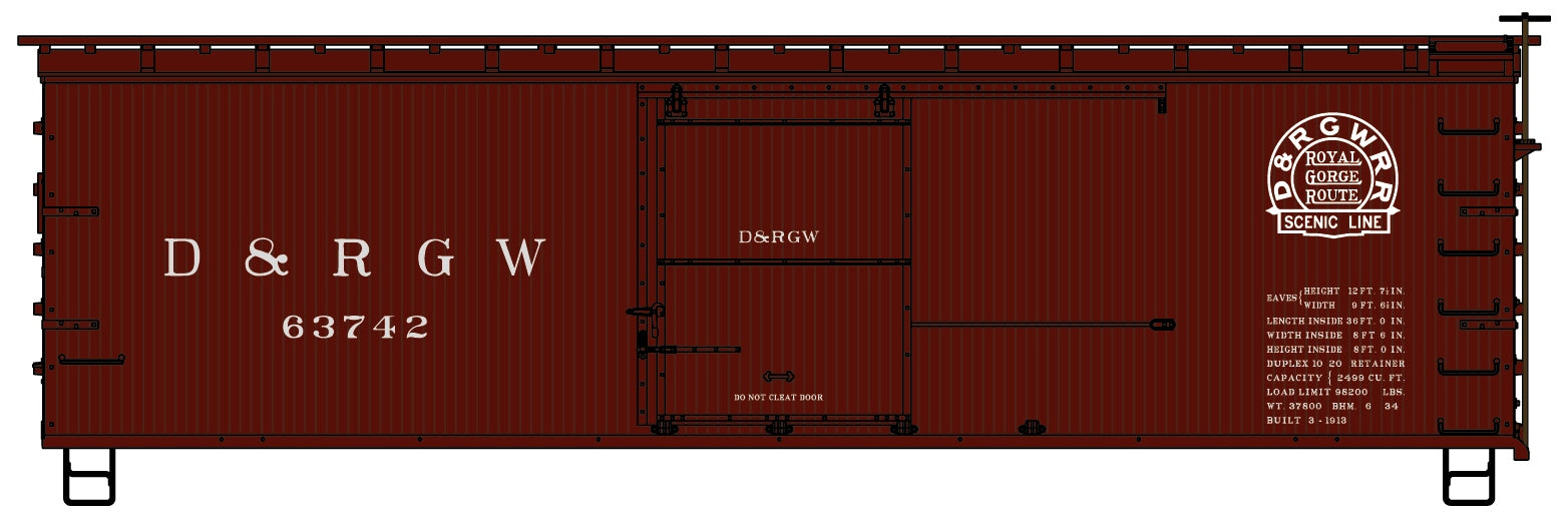 Accurail 1312 Ho 36'Ds Wood Boxcar D&Rgw
