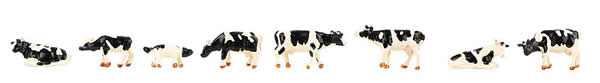 Faller 155903 N Scale Cows -- Black and White pkg(8)