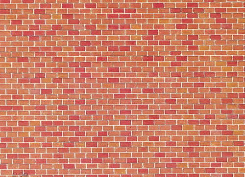 Faller 170608 HO Scale Embossed Panel Building Material Sheet -- Red Brick
