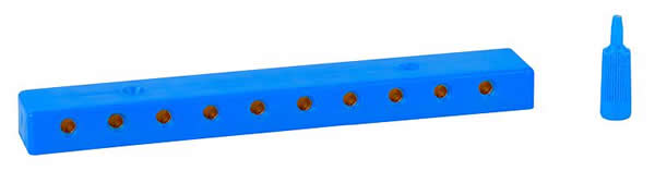 Faller 180803 All Scale Low-Voltage Distribution Terminal (Plate) -- 10 Sockets and Plugs, 3/32" 2.5mm (blue)