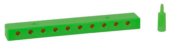 Faller 180804 All Scale Low-Voltage Distribution Terminal (Plate) -- 10 Sockets and Plugs, 3/32" 2.5mm (green)