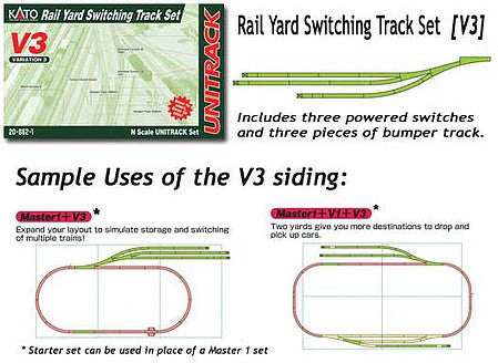 Kato 20862 N Scale V3 Rail Yard Switch Track Set - Unitrack