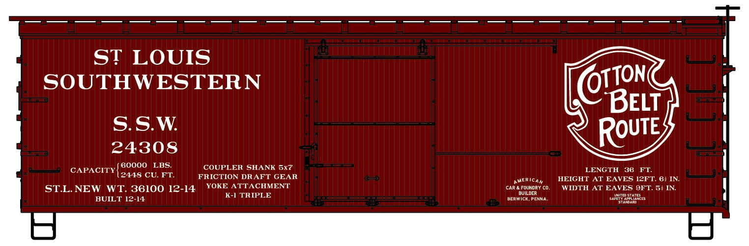 Accurail 1314 Ho 36'Ds Wood Boxcar Ssw Cb