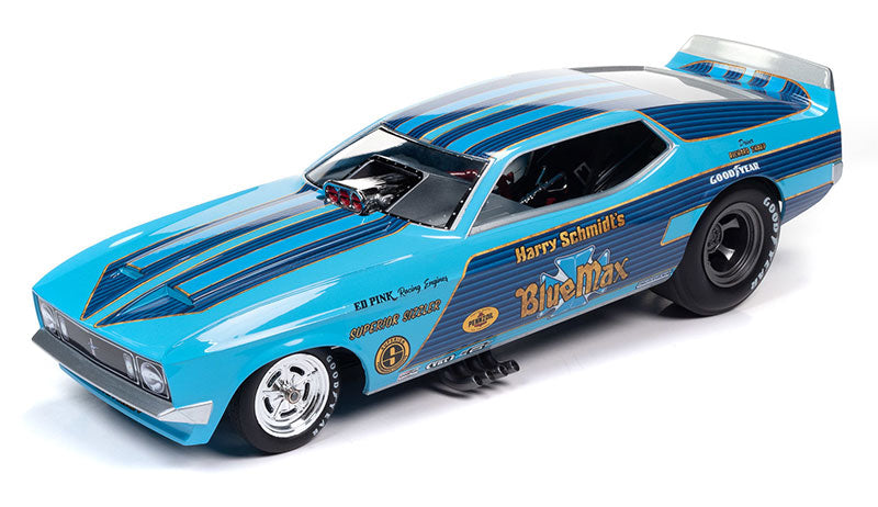Auto World 299 1/18 Scale Blue Max 1973 Ford Mustang Funny Car