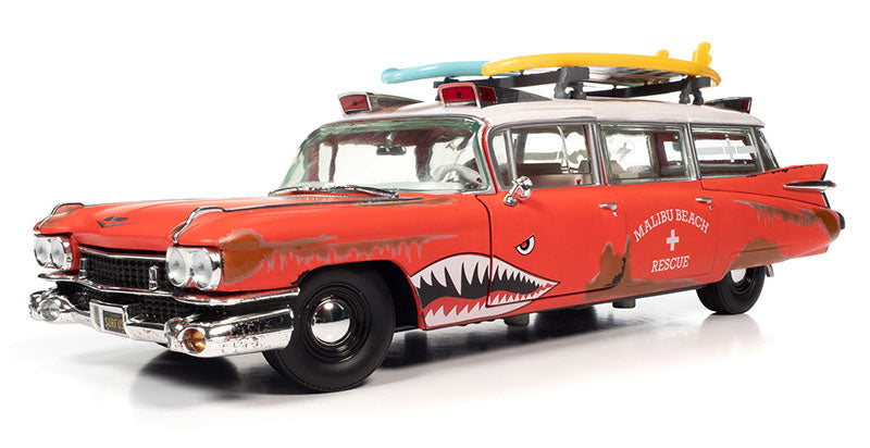 Auto World 312 1/18 Scale 1959 Cadillac Eldorado Ambulance Surf Shark