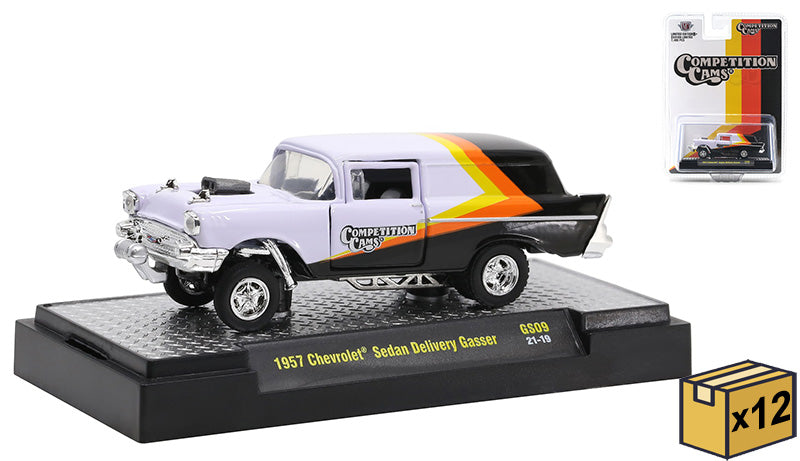 M2Machines 31600-GS09-CASE 1/64 Scale Competition Cams - 1957 Chevrolet Sedan Delivery Gasser