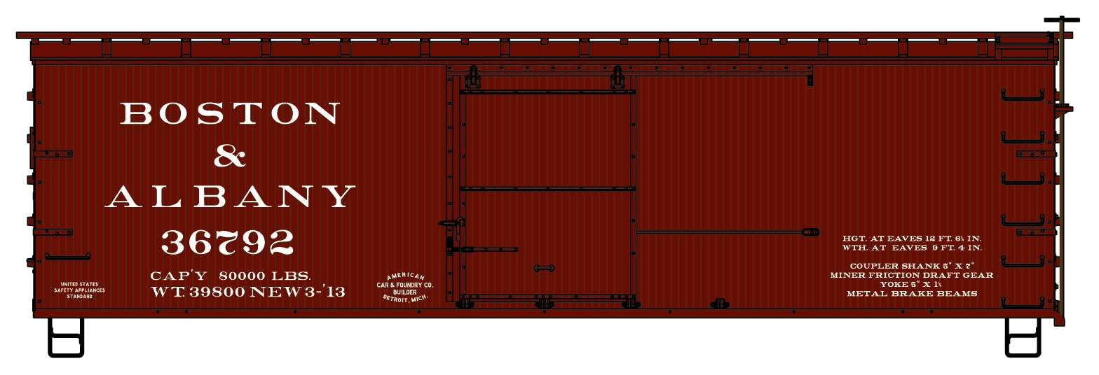 Accurail 1714 Ho 36'Ds Wood Boxcar B&A