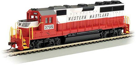 Bachmann 63536 HO Scale EMD GP40 - Standard DC -- Western Maryland 3795 (white, red, black)