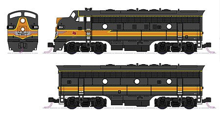 Kato 1060429 N Scale EMD F7 A-B Set - Standard DC -- Milwaukee Road 88A, 88B (gray, orange)