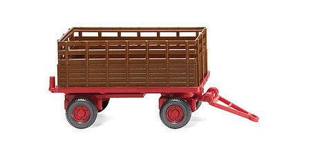 Wiking 38404 HO Scale Fawn Agricultural Trailer - Assembled -- Brown, Red