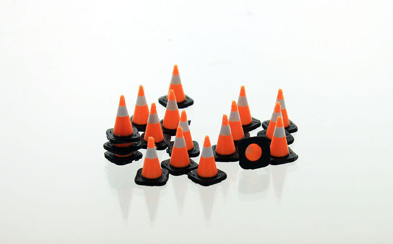 3D To Scale 43-110-3C 1/43 Scale Traffic Cones - 18 pack black white and