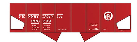 Tichy Trains 10025 HO Scale Railroad Decal Set -- Pennsylvania Railroad GLd USRA 2-Bay Open Hopper (Tuscan Car w/Circle Keystone