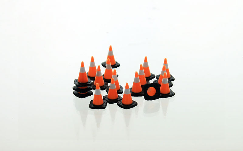 3D To Scale 50-110-3C 1/50 Scale Traffic Cones - 18 pack black white and