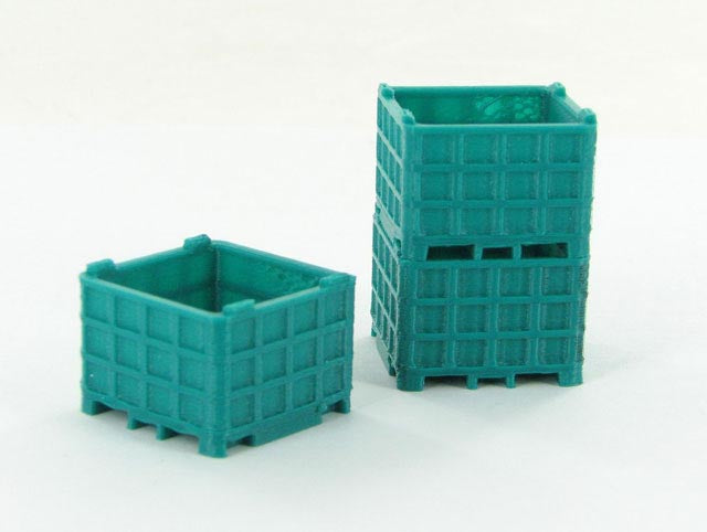 3D To Scale 50-252-BG 1/50 Scale Plastic Bin Pallet - Bluegreen 3 Pack
