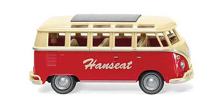 Wiking 79730 HO Scale 1963-1967 Volkswagen T1 Samba Passenger Van - Assembled -- Hanseat (ivory, red)