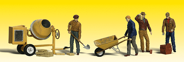 Woodland Scenics 2173 N Scale Scenic Accents(R) Figures -- Masonry Workers & Accessories pkg(4)