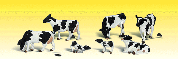 Woodland Scenics 2187 N Scale Scenic Accents(R) Animal Figures -- Holstein Cows pkg(11)