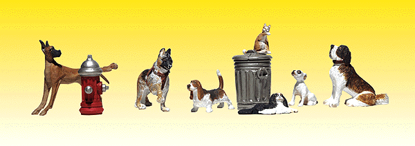 Woodland Scenics 2725 O Scale Scenic Accents(R) Animal Figures -- Dogs & Cats pkg(10)