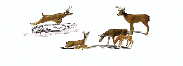 Woodland Scenics 2738 O Scale Scenic Accents(R) -- White-Tail Deer pkg(6)