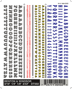 Woodland Scenics 502 All Scale Dry Transfer Alphabet & Number Sets -- Betton & Windsor Type Faces (blue, yellow, white w/black shadow)
