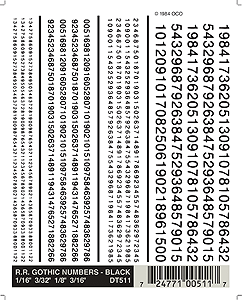 Woodland Scenics 511 All Scale Dry Transfer Alphabet & Number Sets -- Railroad Gothic Type Face - Numbers Only (black)