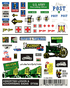 Woodland Scenics 556 HO Scale Dry Transfer Signs -- Assorted Logos & Advertising