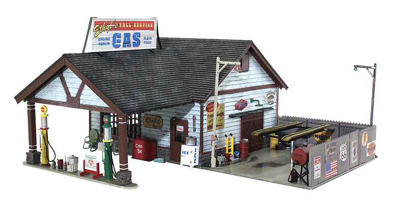 Woodland Scenics 5849 O Scale Ethyl's Gas & Service - Built-&-Ready Landmark Structures(R) -- Assembled