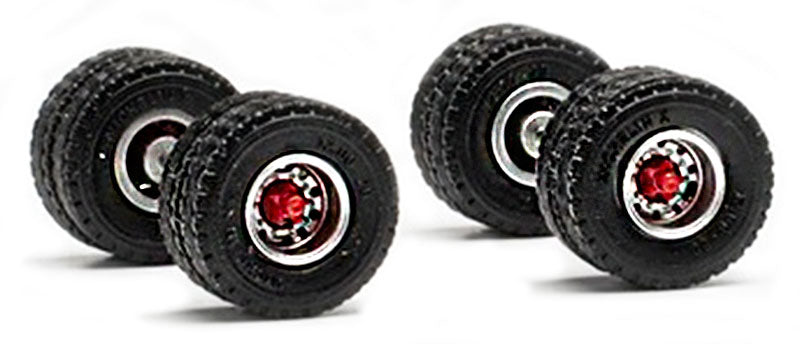 Herpa 876086 1/87 Scale Trailer Tires 2-Axle 12 MM Steel Rim Wheelsets