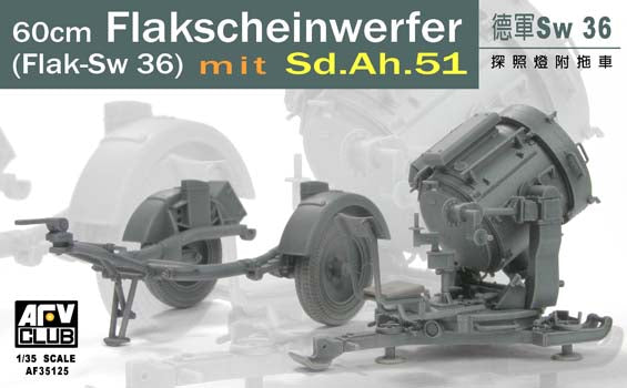 AFV Club 35125 1/35 60cm Flak Sw 36 Spotlight w/SdAh51n Trailer