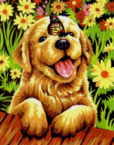 Dimensions Puzzles 91457 Puppy Gardener Paint by Number (9"x12")