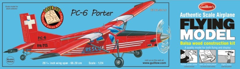 Guillows 304 26-1/16" Wingspan PC6 Porter Laser Cut Kit