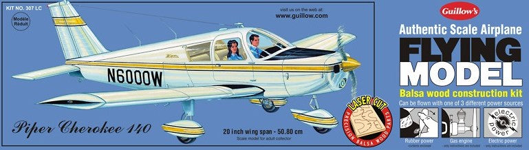 Guillows 307 20" Wingspan Piper Cherokee 140 Laser Cut Kit
