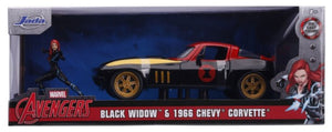 Jada 31749 1/24 Marvel Avengers 1966 Corvette Car w/Black Widow Figure
