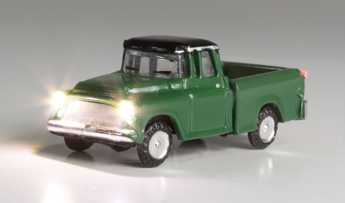 Woodland Scenics 5610 N Scale Green Pickup - Just Plug(R) Lighted Vehicle -- Green