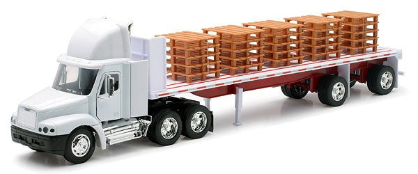 New Ray 10593 1/32 Freightliner Century Class w/Flatbed Trailer & Pallet Load (Die Cast)