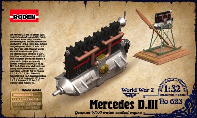 Roden 623 1/32 Mercedes D III WWI Water-Cooled Aircraft Engine