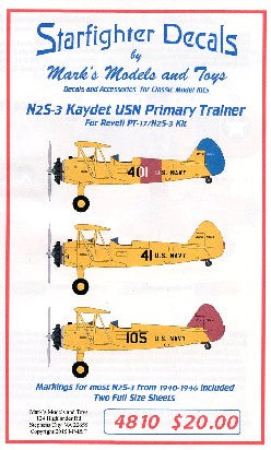 Starfighter Decals 4810 1/48 N2S3 Kaydet USN Primary Trainer 1940-46 for RMX (D)