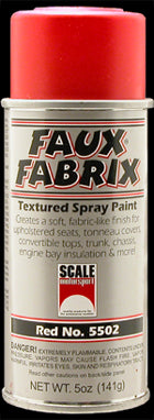Scale Motorsport 5502 Faux Fabrix Textured Spray Paint Sports Car Red 5oz.