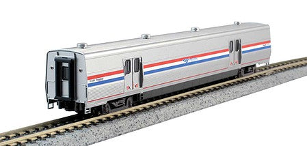 Kato 1560958 N Scale Viewliner II Baggage Car - Ready to Run -- Amtrak #61015 (Phase III; Stainless; red, white, blue; Travelscape Logo)