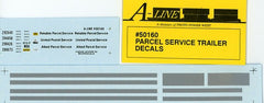 A Line Products 50160 HO Scale Decals - For 28' Parcel Trailers - Parcel Service