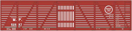 Tichy Trains 10284 HO Scale Railroad Decal Set -- Missouri Pacific 40' Wood Stock Car (Boxcar Red Car)