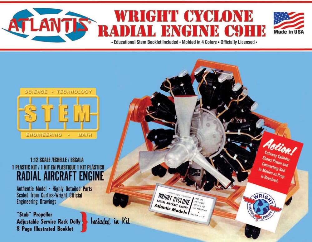 Atlantis Models 6052 1/12 Wright Cyclone C9HE Radial Aircraft Engine STEM Model Kit (formerly Monogram)