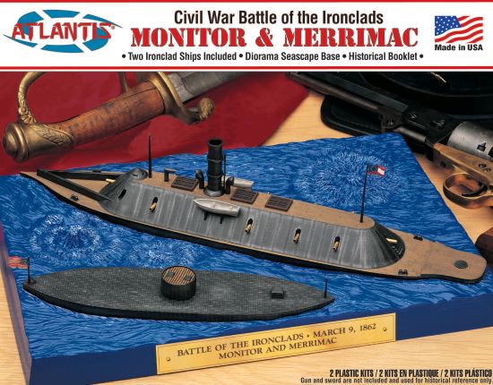 Atlantis Models 77257 1/210 USS Monitor & 1/300 Merrimack Civil War Ironclad Ships Set (formerly Lindberg)