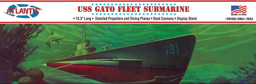 Atlantis Models 743 1/240 WWII Gato Class Fleet Submarine (formerly Lindberg)