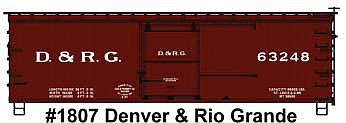 Accurail 1807 HO Scale 36' Double-Sheathed Wood Boxcar, Steel Roof, Wood Ends, Straight Frame - Kit -- Denver & Rio Grande 63248 (Boxcar Red)