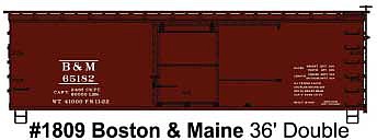 Accurail 1809 HO Scale 36' Double-Sheathed Wood Boxcar w/Steel Roof, Wood Ends, Straight Underfram -- Boston & Maine