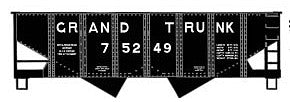 Accurail 24121 HO Scale USRA 55-Ton 2-Bay Open Hopper - Kit -- Grand Trunk Western #75249 (black)