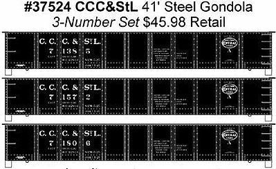 Accurail 37524 HO Scale AAR 41' Steel Gondola 3-Pack - Kit -- Big Four CCC&StL #71385, 71572, 71806 (black, NYC Logo)