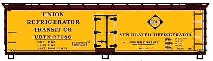 Accurail 4858 HO Scale 40' Wood Reefer - Kit -- Erie 27086 (yellow, black)